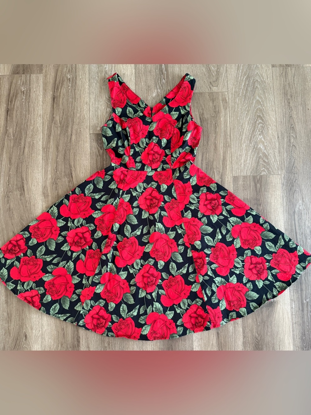Eva Rose Red Rose Retro Rockabilly Skater Dress Size S Small